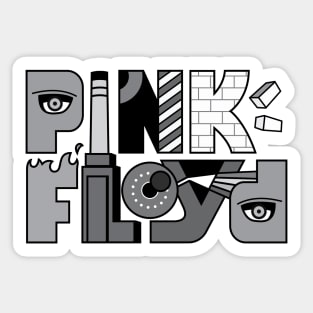 Pink Floyd Albums Logo B&W Sticker